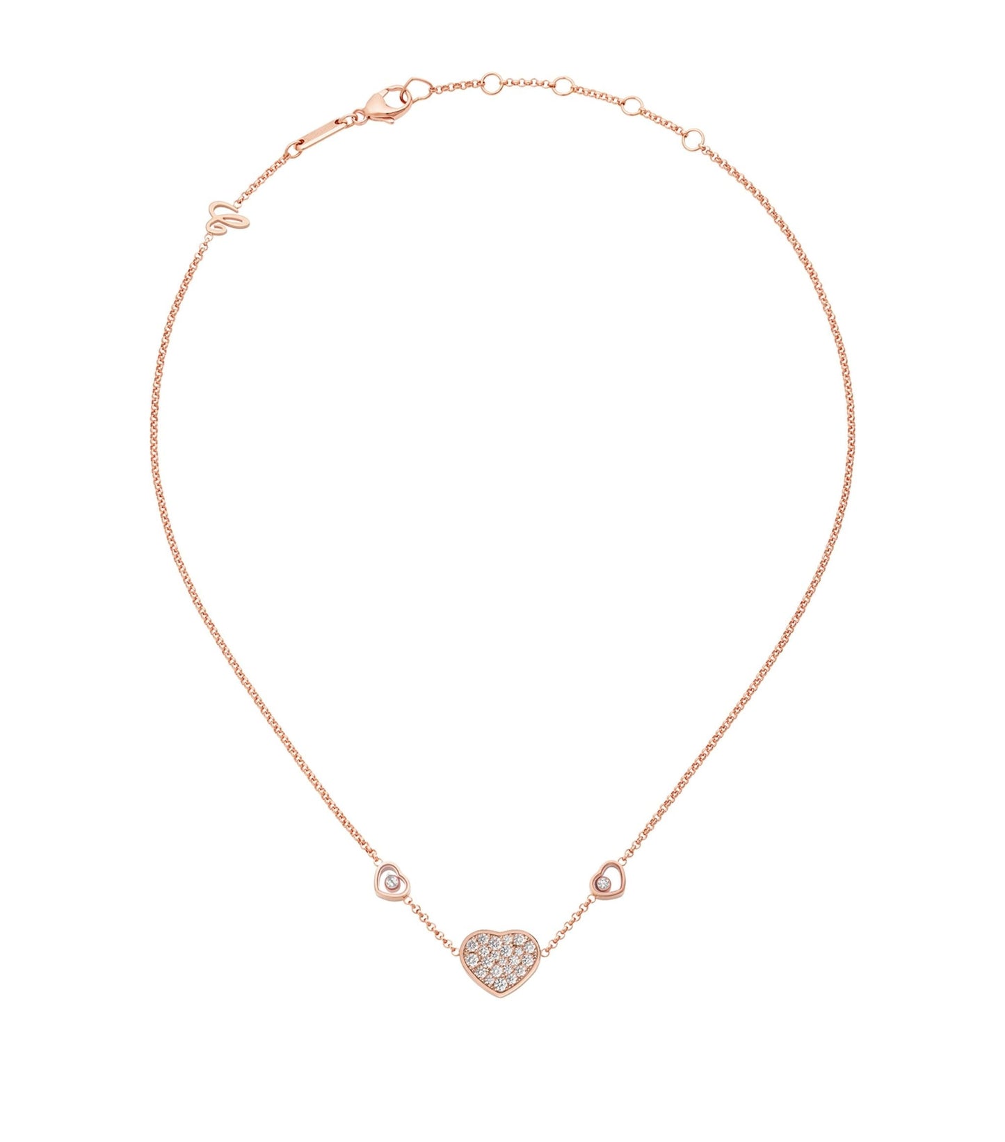Chopard Happy Heart Necklace 3 Motifs Cubic Zirconia