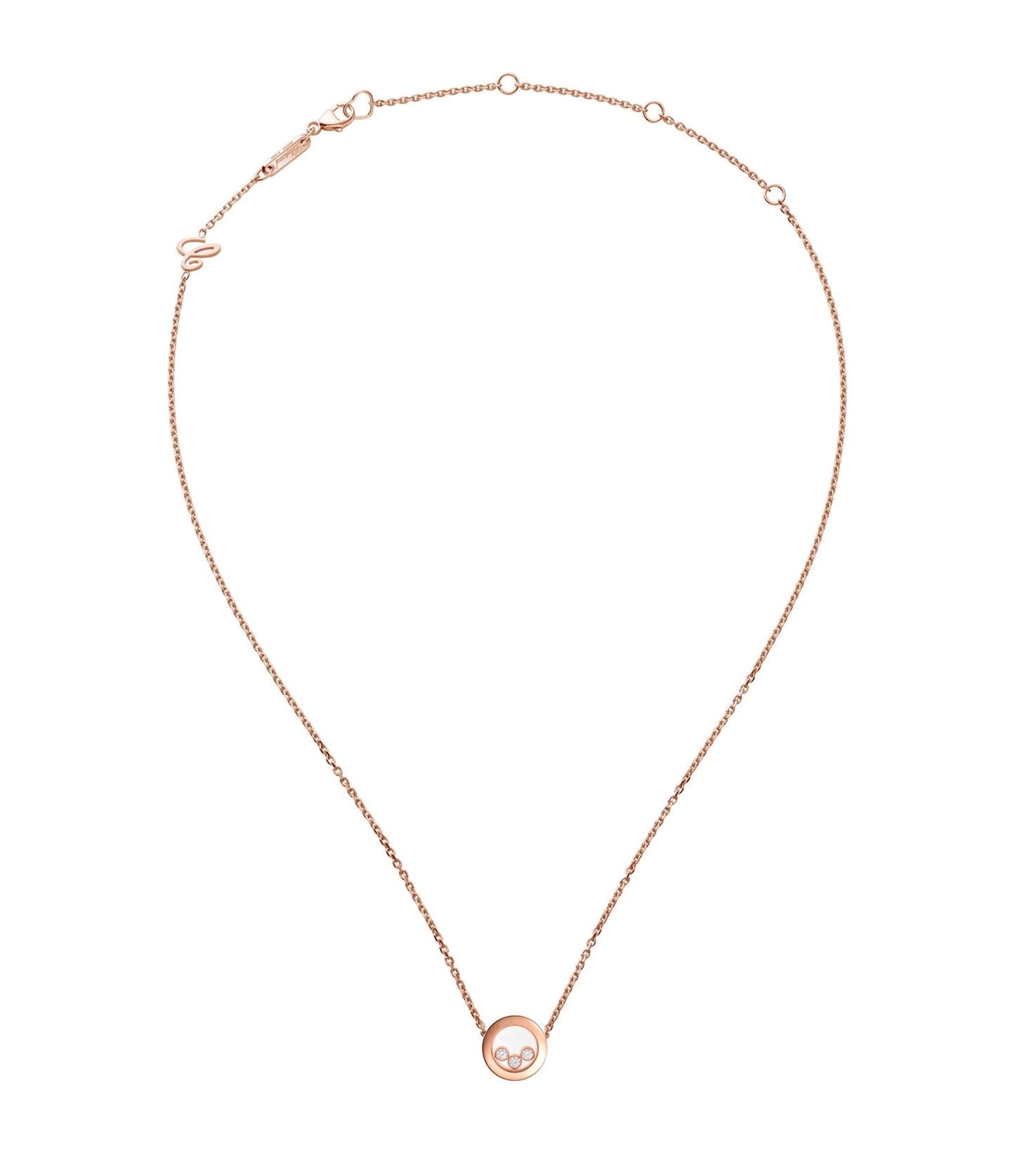 Chopard Happy Pendant Pink Gold 3 Cubic Zirconia Necklace