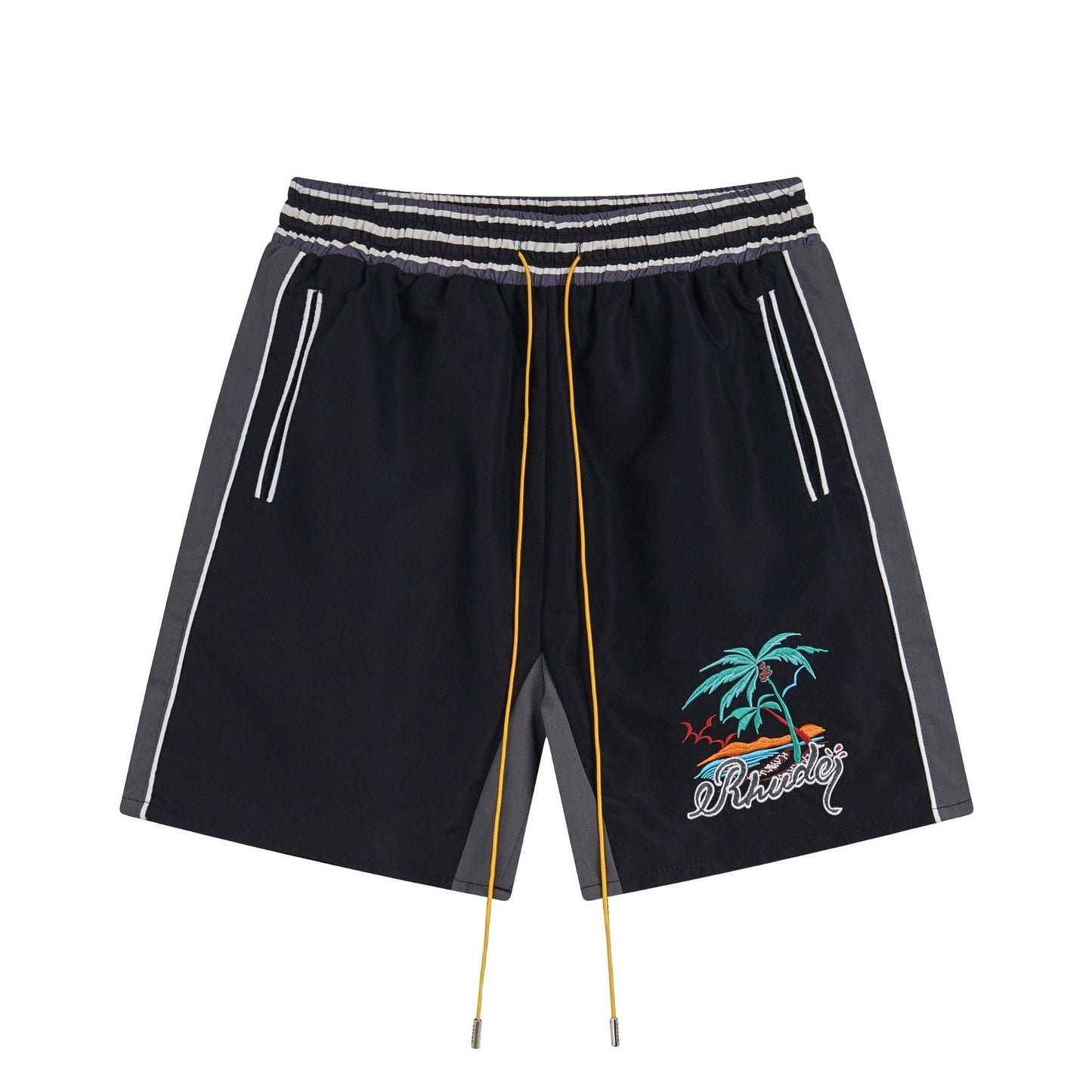 Rhude T-shirt Coconut Alphabet Beach Embroidery Short Sleeve Shirt Shorts