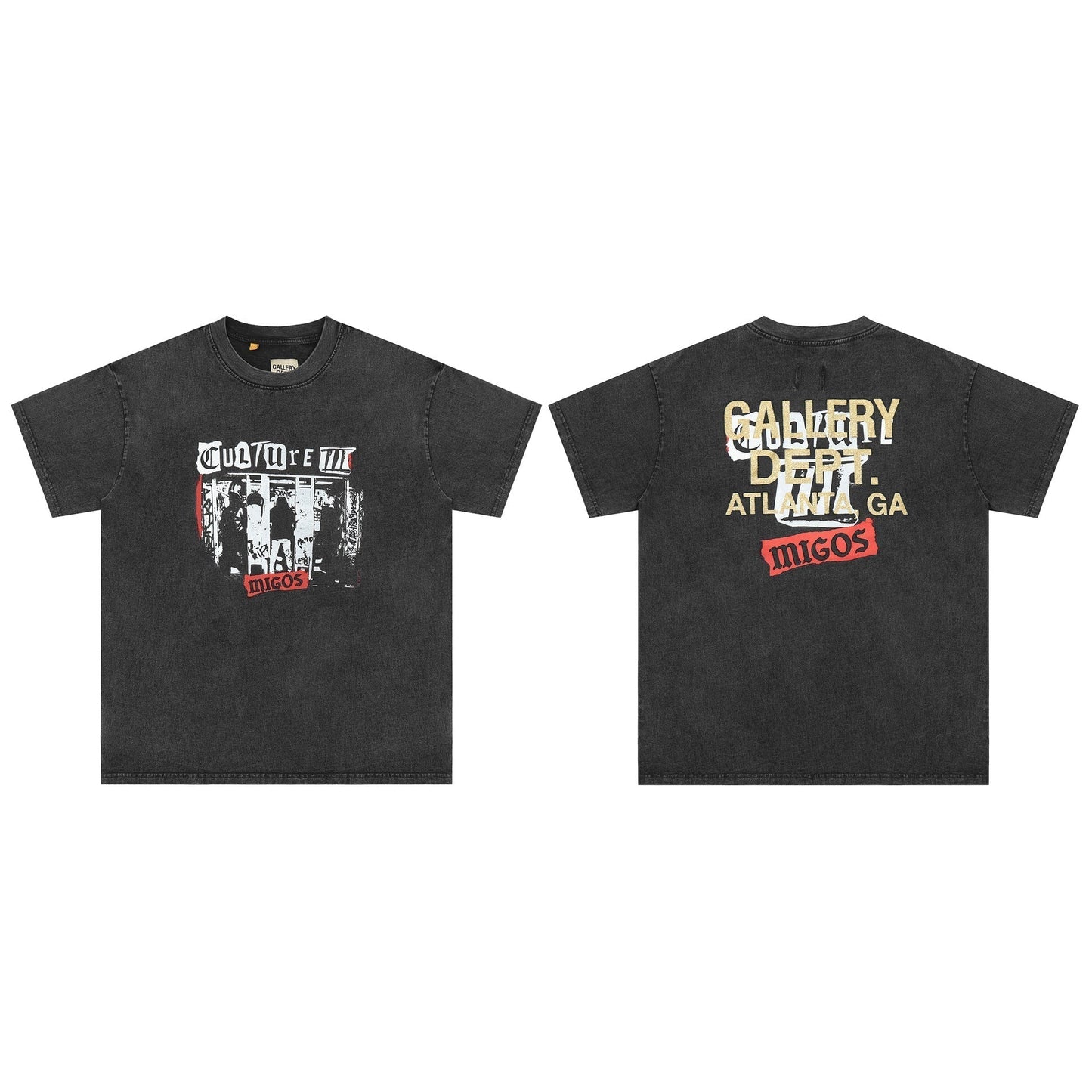 Gallery Dept T Shirts Fashion Short Sleeve Gallery Dept Washed Old High Street T-shirt BF Loose