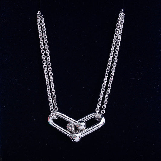 Tiffany Hardwear Double Link Pendant Silver Necklace - Style 2
