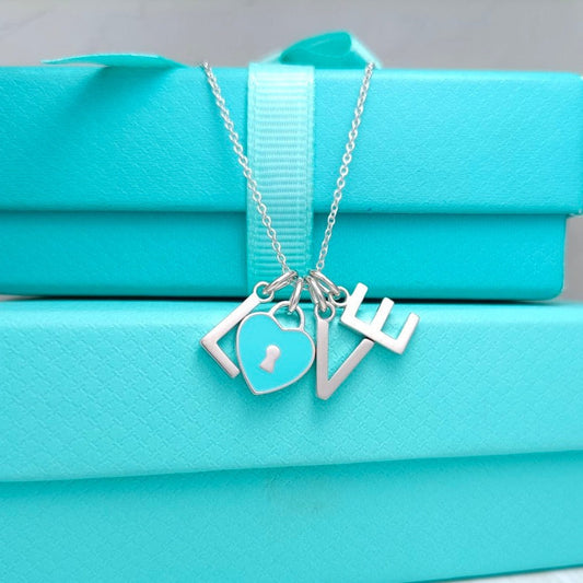 Tiffany Love Text Pendant Necklace