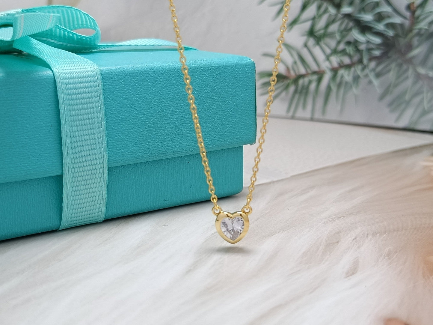 Tiffany Heart Big Cubic Zirconia Necklace