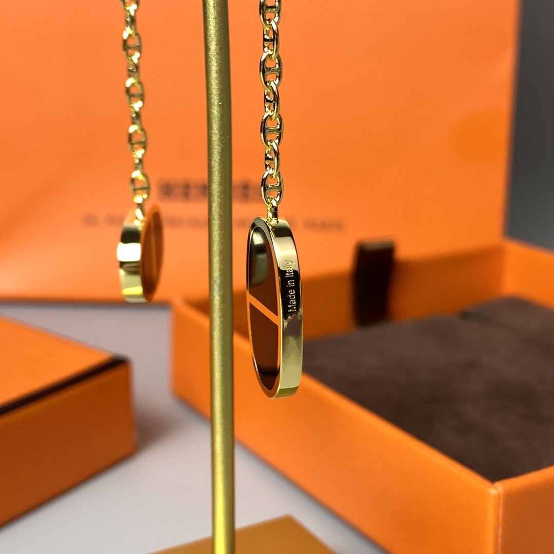 Hermes Chaine Verso Black Ceramic Earrings