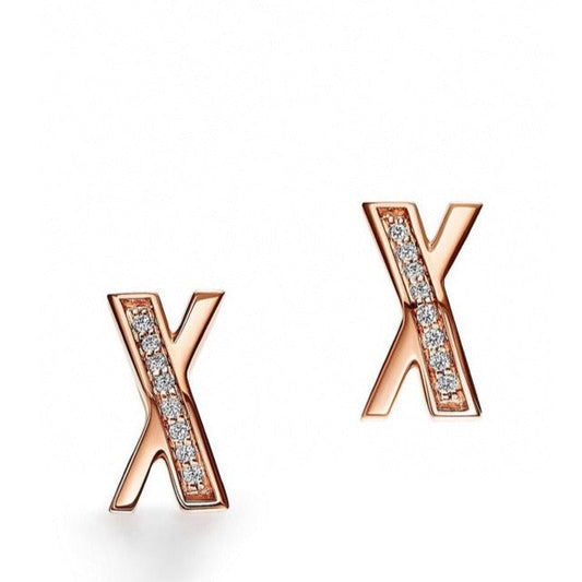 Tiffany X Earrings Rose Gold Cubic Zirconia