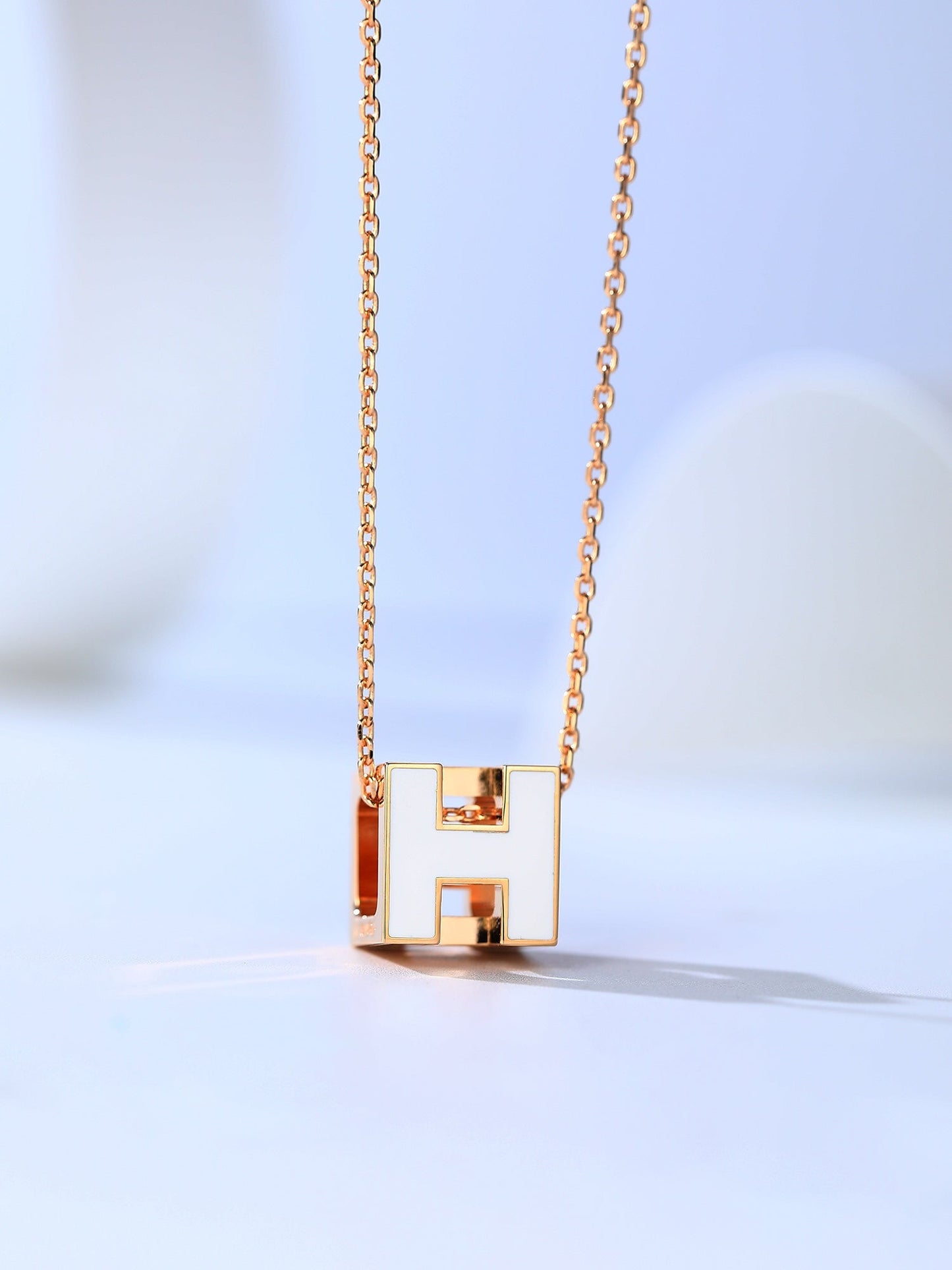 Hermes H Cage Pink Gold Necklace