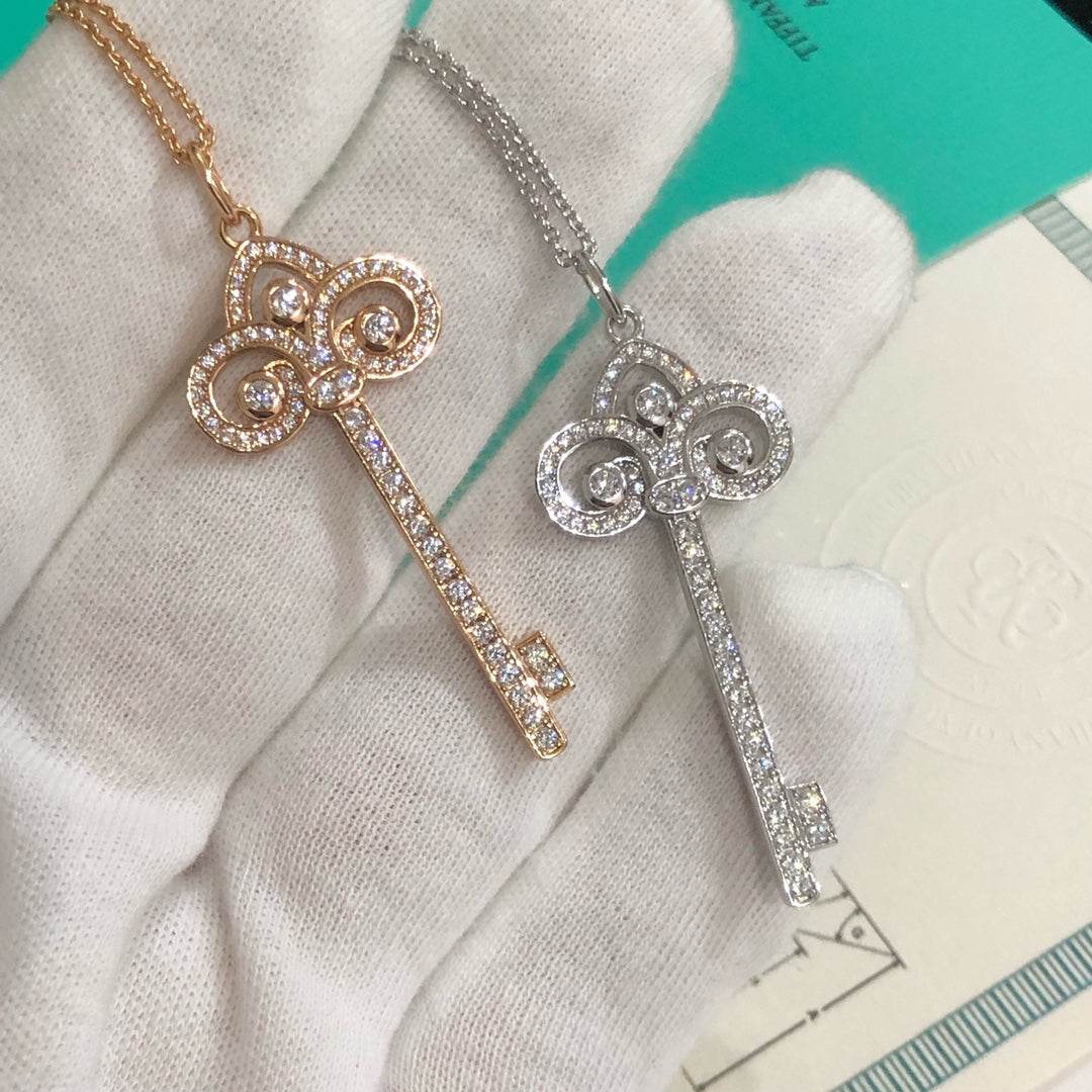 Tiffany Fleur Key Cubic Zirconia Necklace