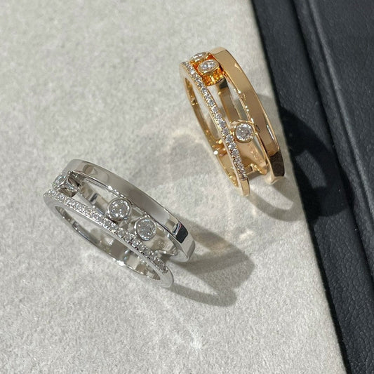 Messika Move Romane Pink Gold and Silver Cubic Zirconia Ring