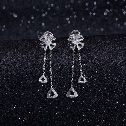 Bvlgari Fiorever Silver Cubic Zirconia Drop Earrings