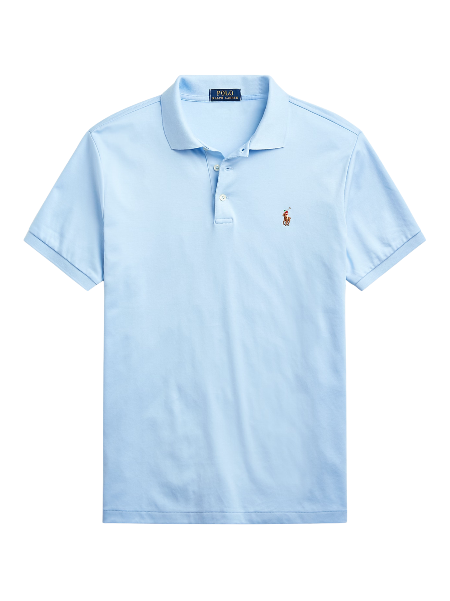 RALPH LAUREN Custom Slim Fit Soft Cotton Polo Shirt Office Blue