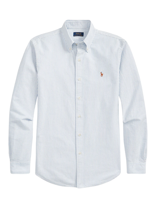 RALPH LAUREN Custom Fit Oxford Shirt Blue/White Stripe