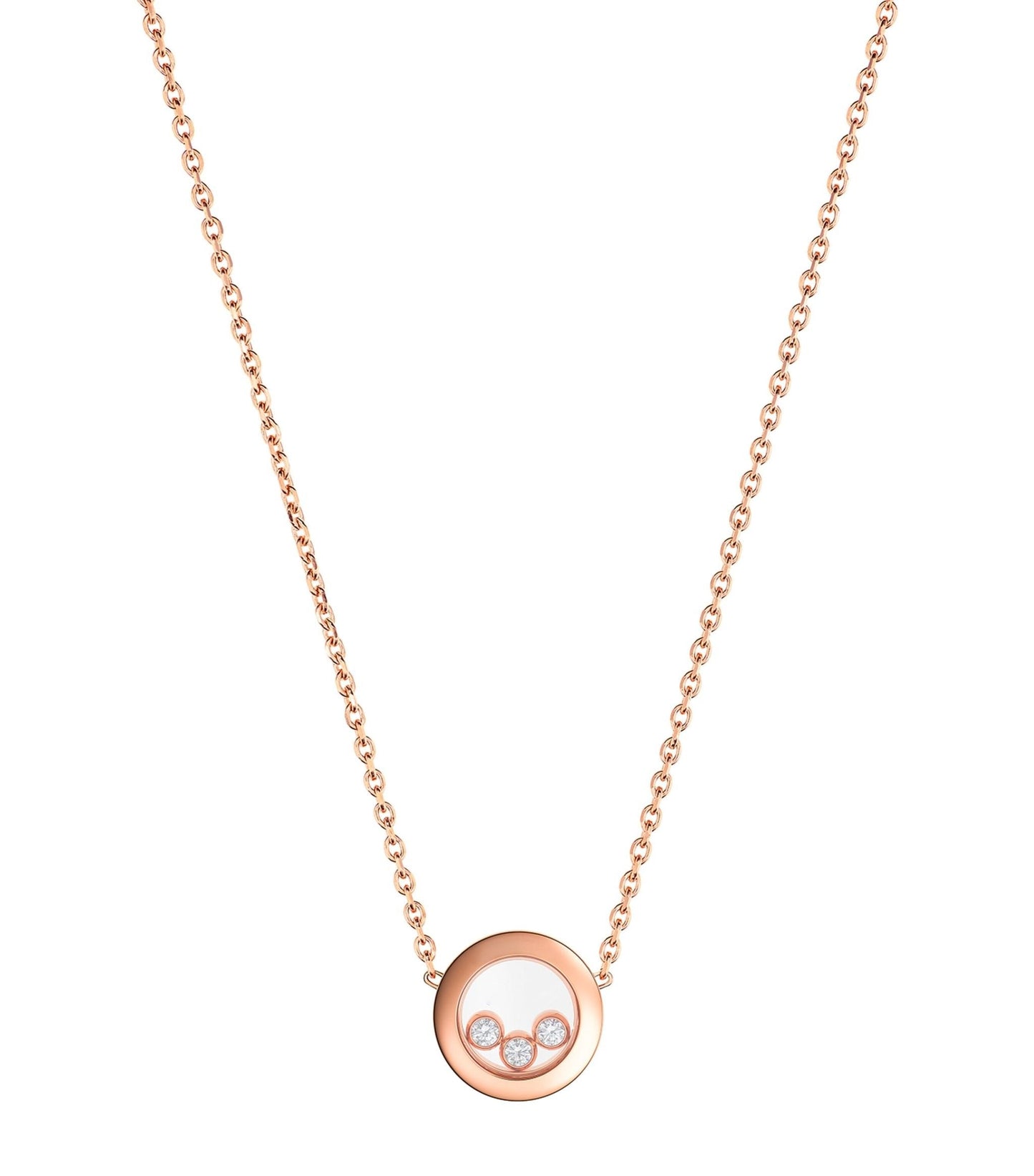 Chopard Happy Pendant Pink Gold 3 Cubic Zirconia Necklace