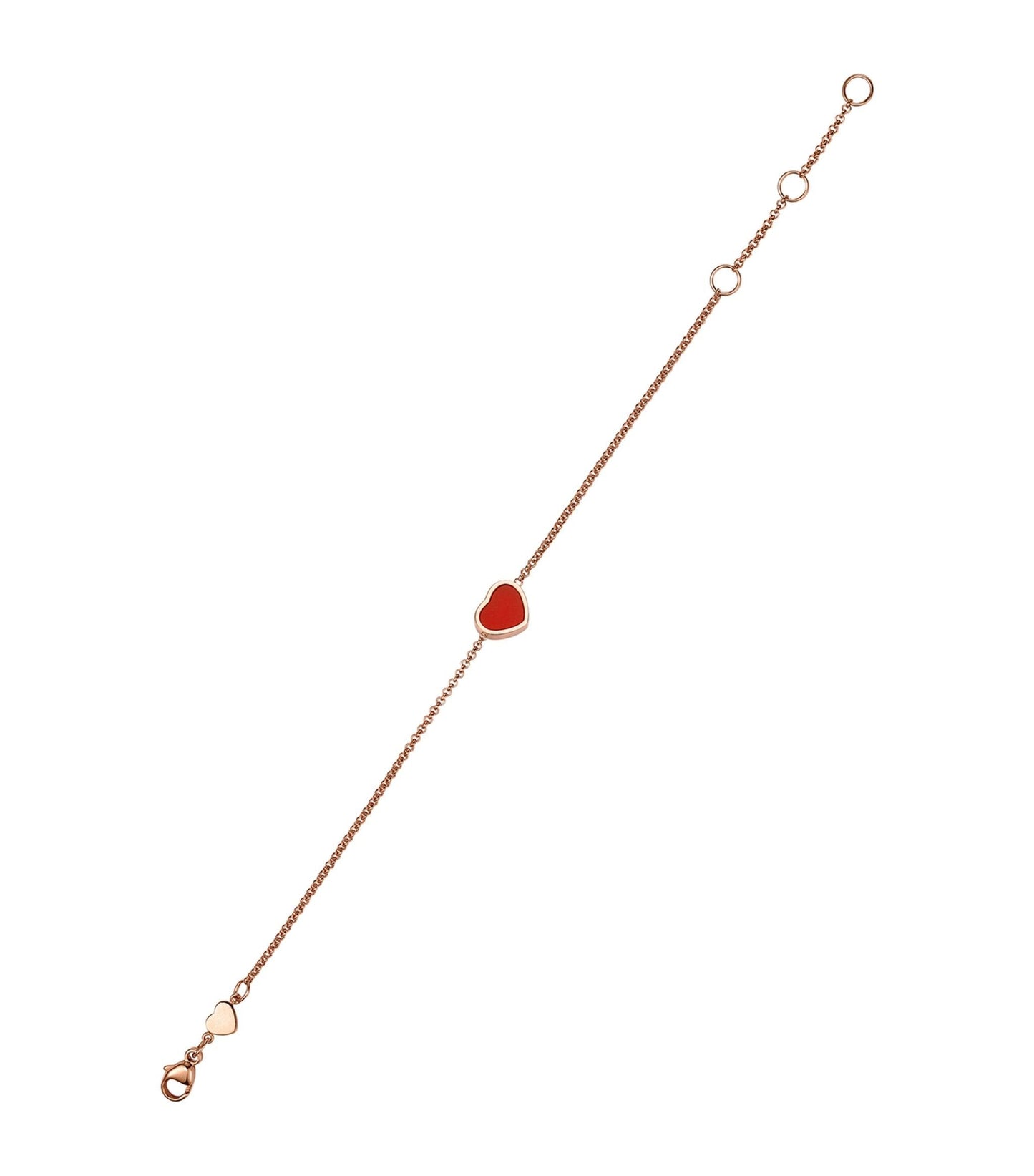 Chopard Happy Heart Carnelian Pink Gold Bracelet Cubic Zirconia