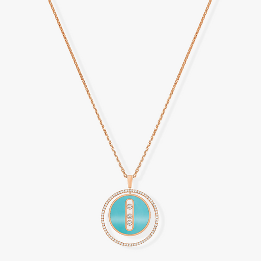 Messika Lucky Move 3 Cubic Zirconia Turquoise Pink Gold Necklace
