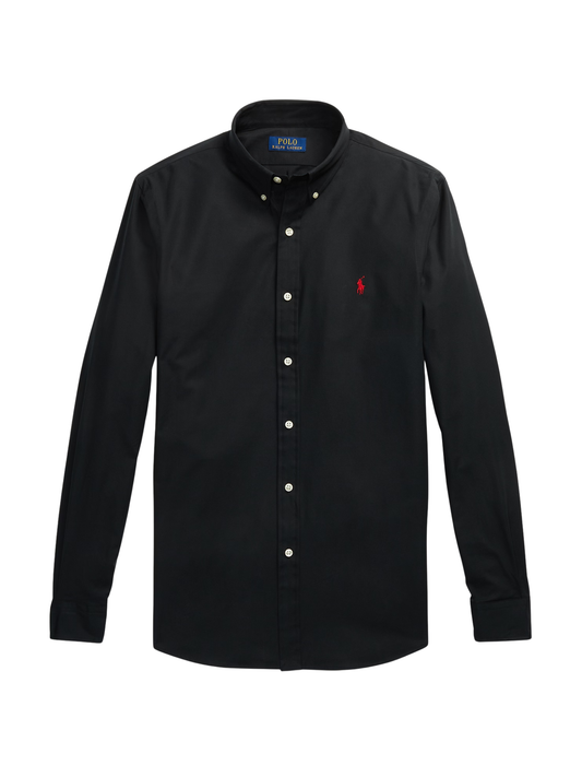 RALPH LAUREN Slim Fit Stretch Poplin Shirt Polo Black