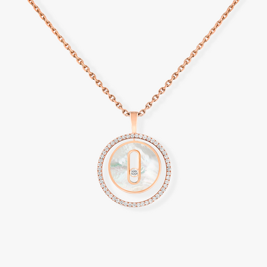 Messika Lucky Move 1 Cubic Zirconia White Mother of Pearl Pink Gold Necklace