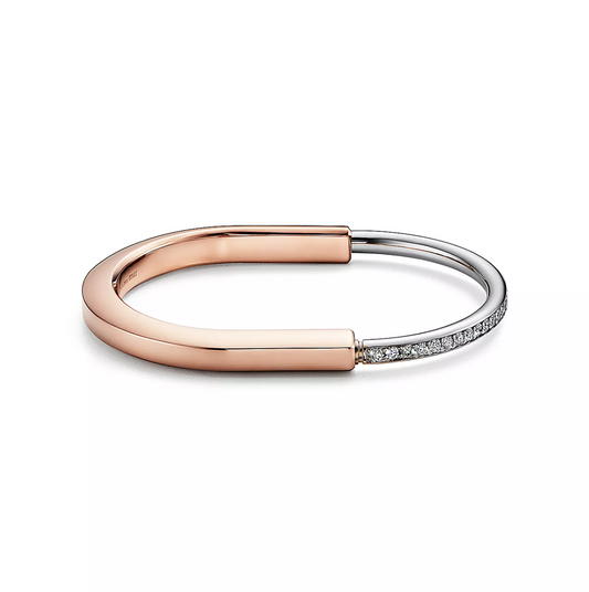 Tiffany Lock Bracelet Rose and White Gold Cubic Zirconia