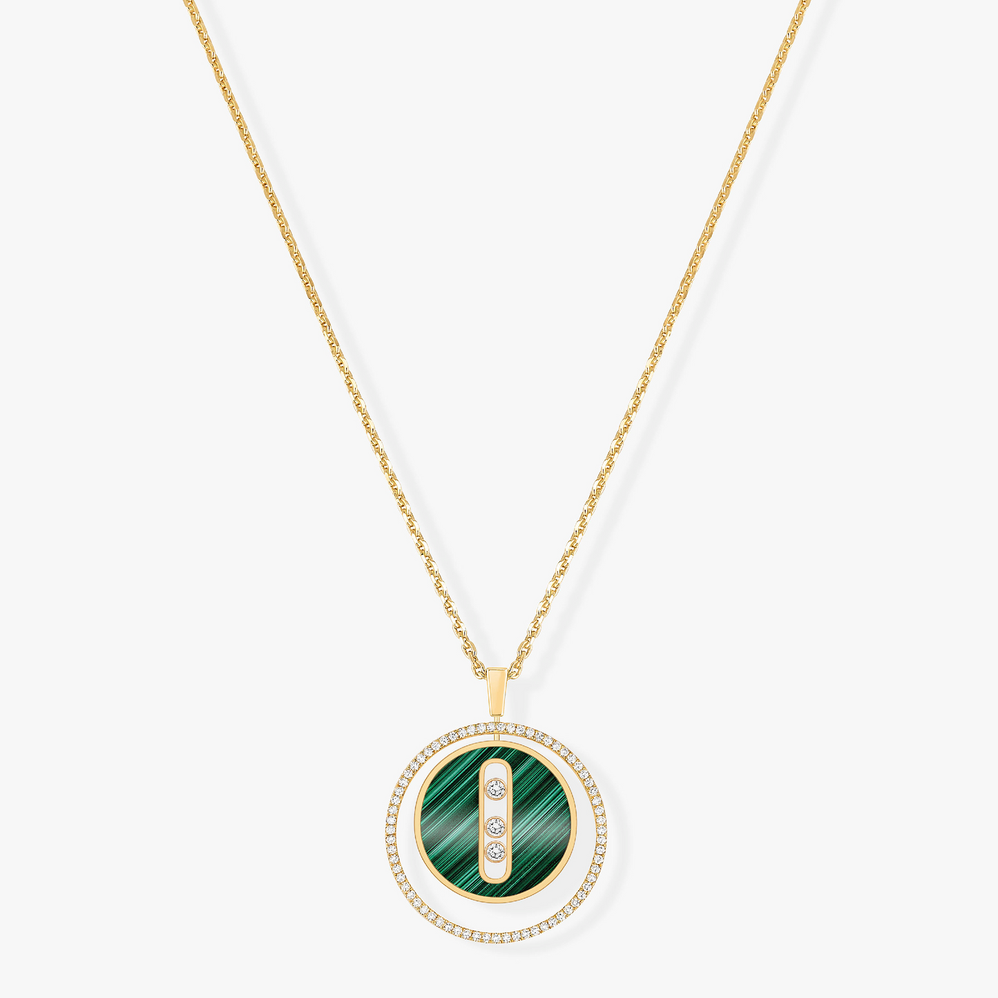 Messika Lucky Move 3 Cubic Zirconia Malachite Gold Necklace