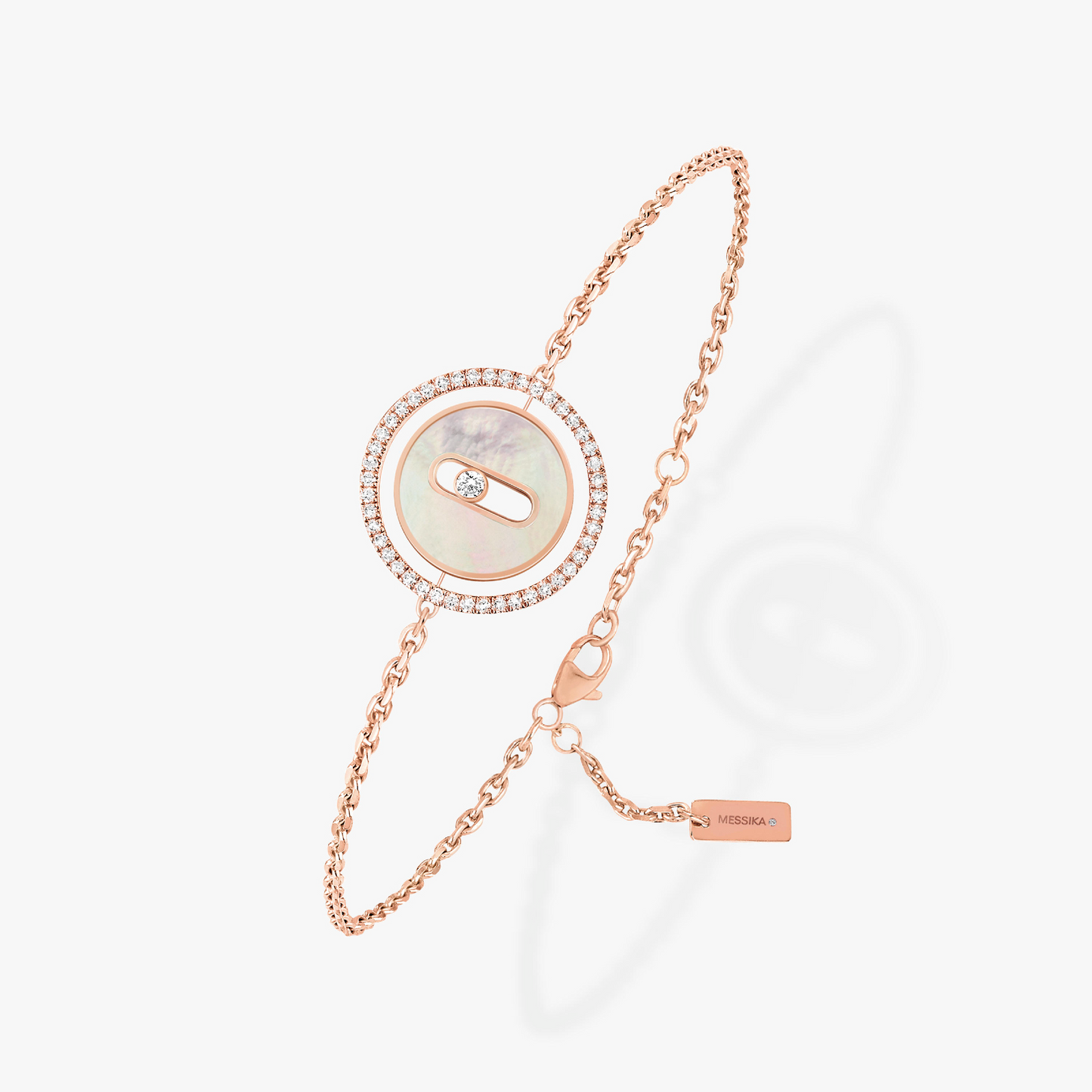 Messika Lucky Move White Mother of Pearl Pink Gold Cubic Zirconia Bracelet