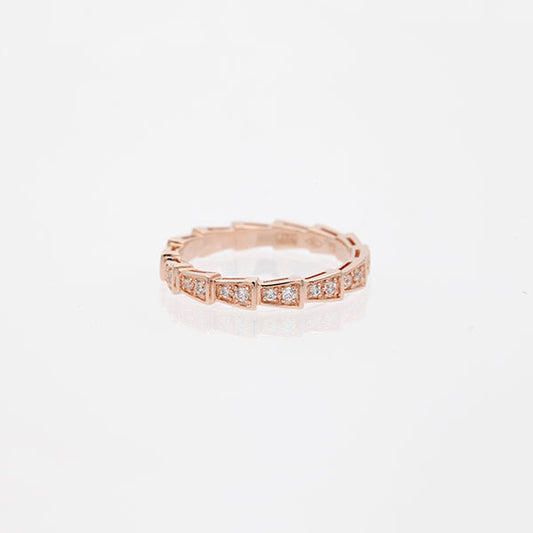 Bvlgari Serpenti Ring Pink Gold Cubic Zirconia Paved 3MM