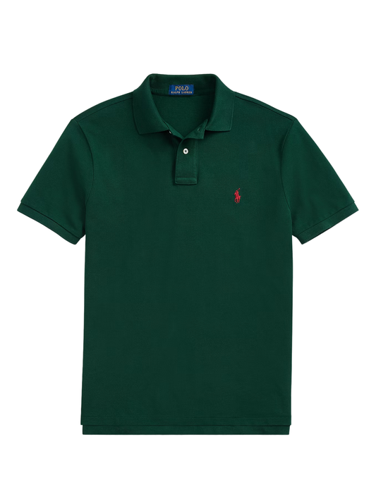 RALPH LAUREN Custom Slim Fit Mesh Polo College Green