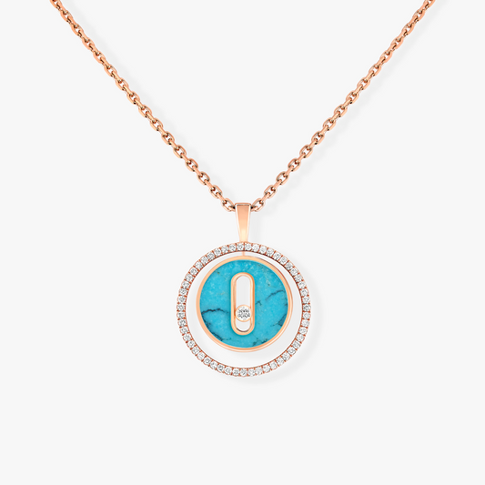 Messika Lucky Move 1 Cubic Zirconia Turquoise Pink Gold Necklace