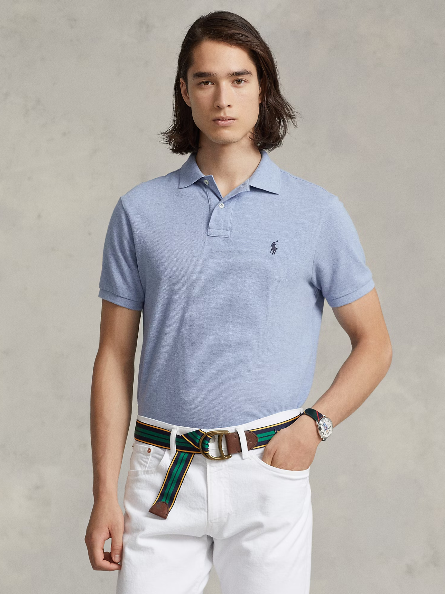 RALPH LAUREN The Iconic Mesh Polo Shirt Isle Heather