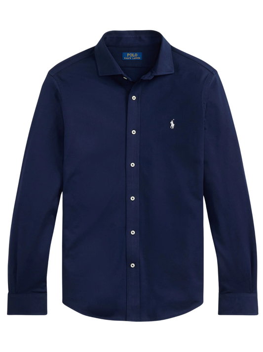 RALPH LAUREN Jersey Spread-Collar Shirt Cruise Navy
