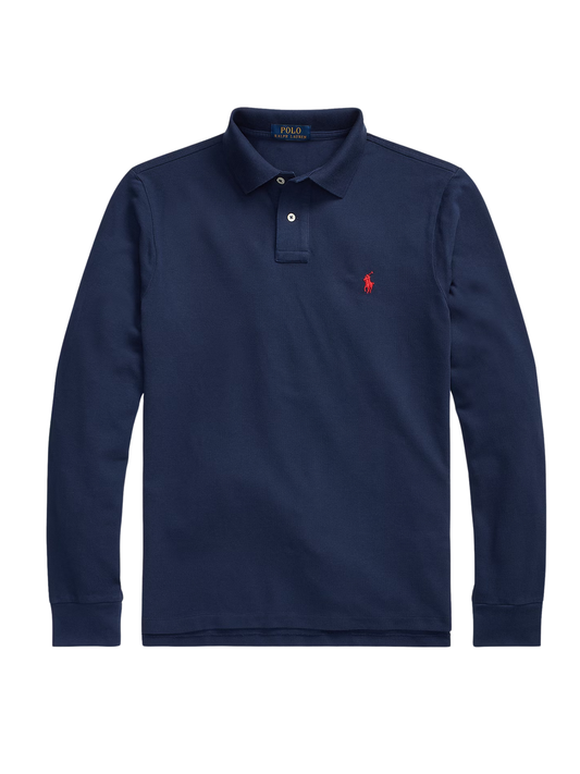 RALPH LAUREN Slim Fit Mesh Long-Sleeve Polo Newport Navy