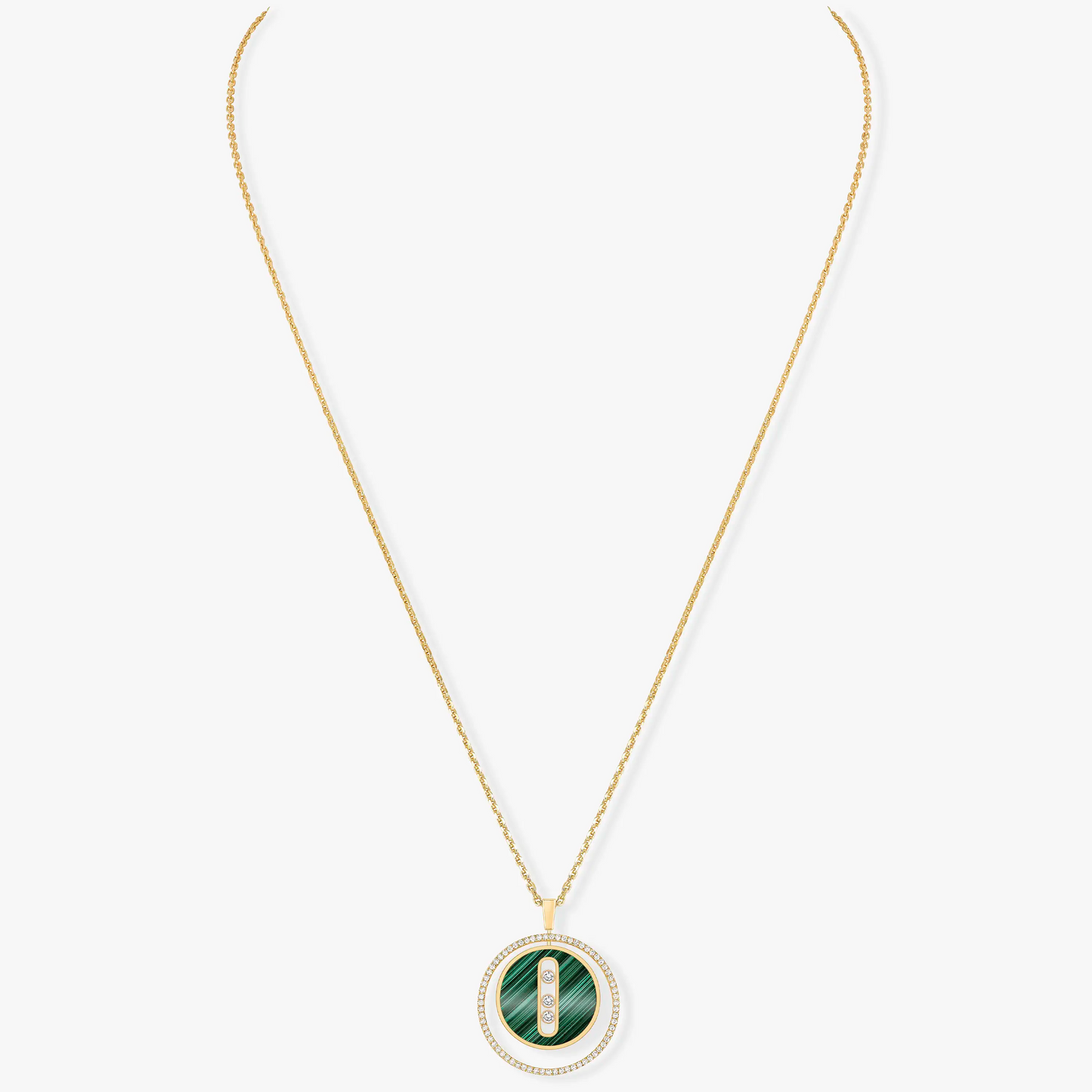 Messika Lucky Move 3 Cubic Zirconia Malachite Gold Necklace