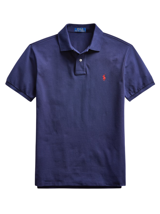 RALPH LAUREN Slim Fit Mesh Polo Shirt Newport Navy