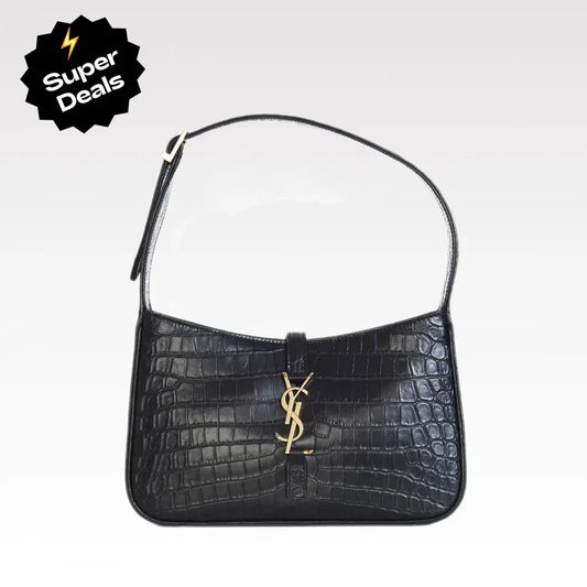 YSL Croc-Embossed the 5 To 7 Hobo Bag