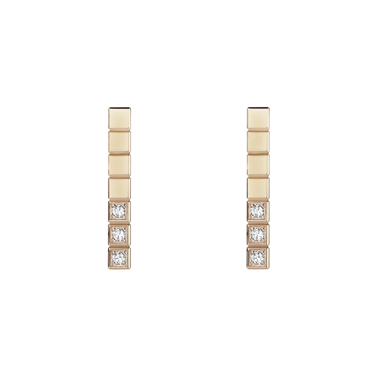 Chopard Ice Cube Pink Gold Diamonds Earrings