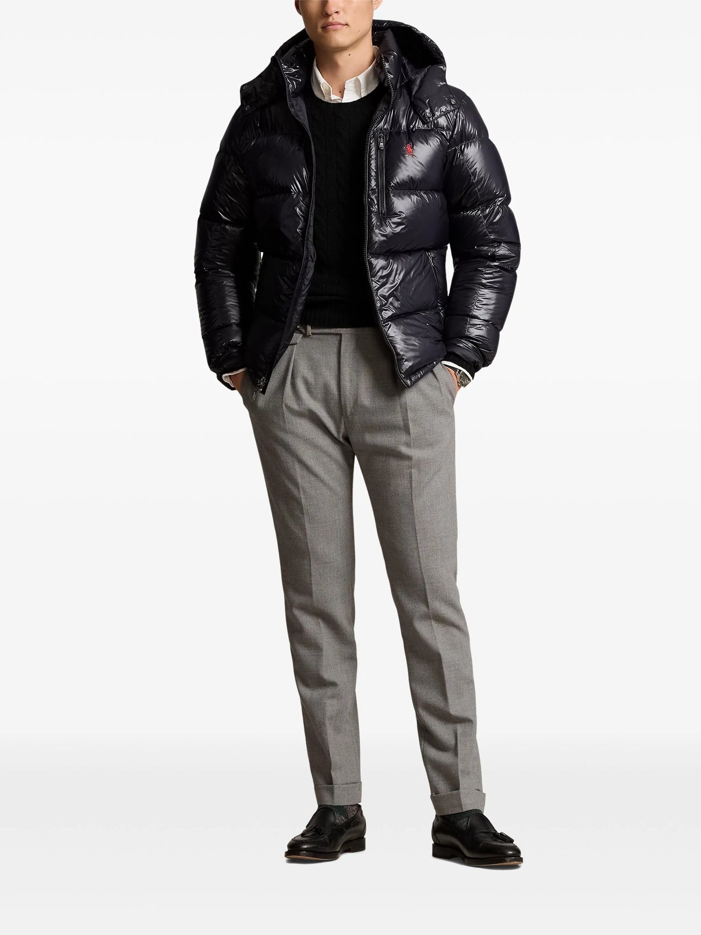 RALPH LAUREN Gorham Hooded Puffer Jacket Shiny Black