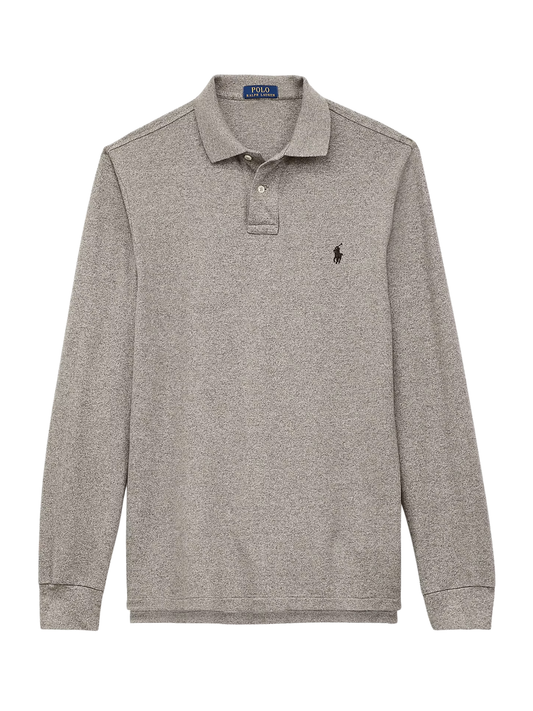 RALPH LAUREN Custom Slim Fit Mesh Polo Shirt Canterbury Heather
