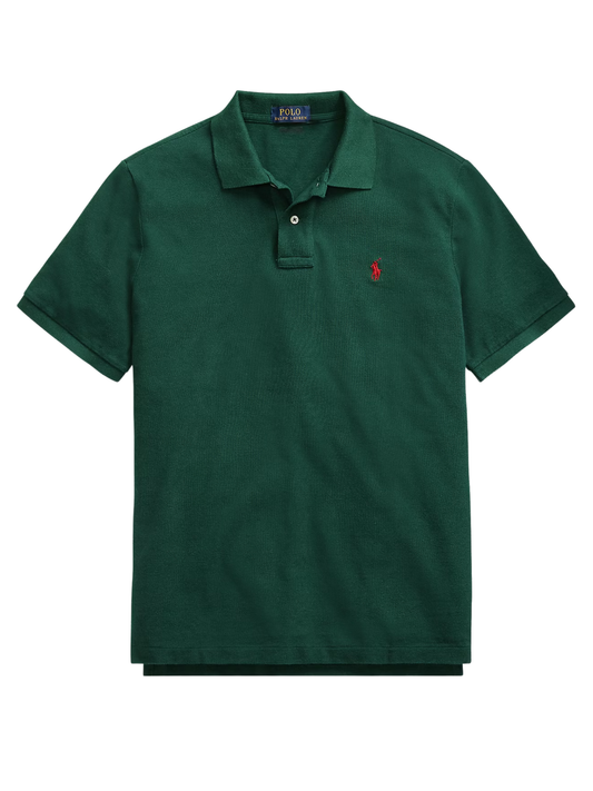 RALPH LAUREN Slim Fit Mesh Polo Shirt College Green