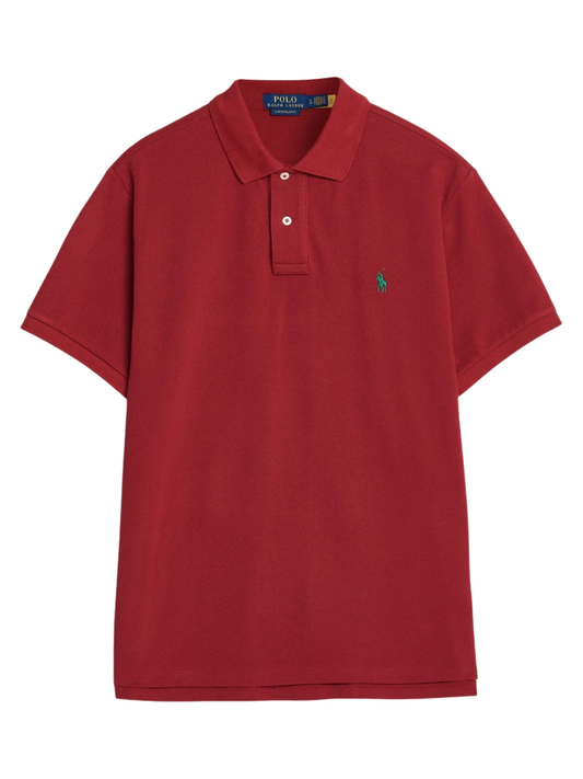 RALPH LAUREN Slim Fit Mesh Polo Shirt Dark Red