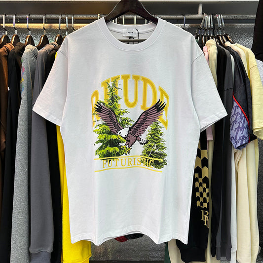 Rhude T-shirts Pandora Eagle Print Cotton Short Sleeve Men and Women