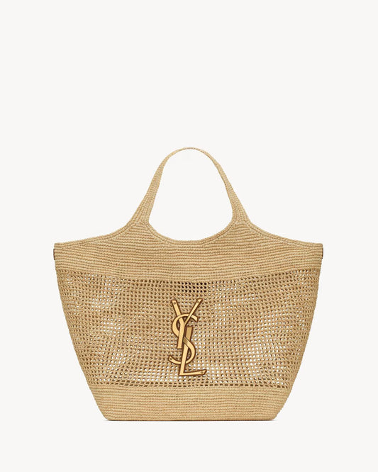 YSL Icare in Raffia Handbag