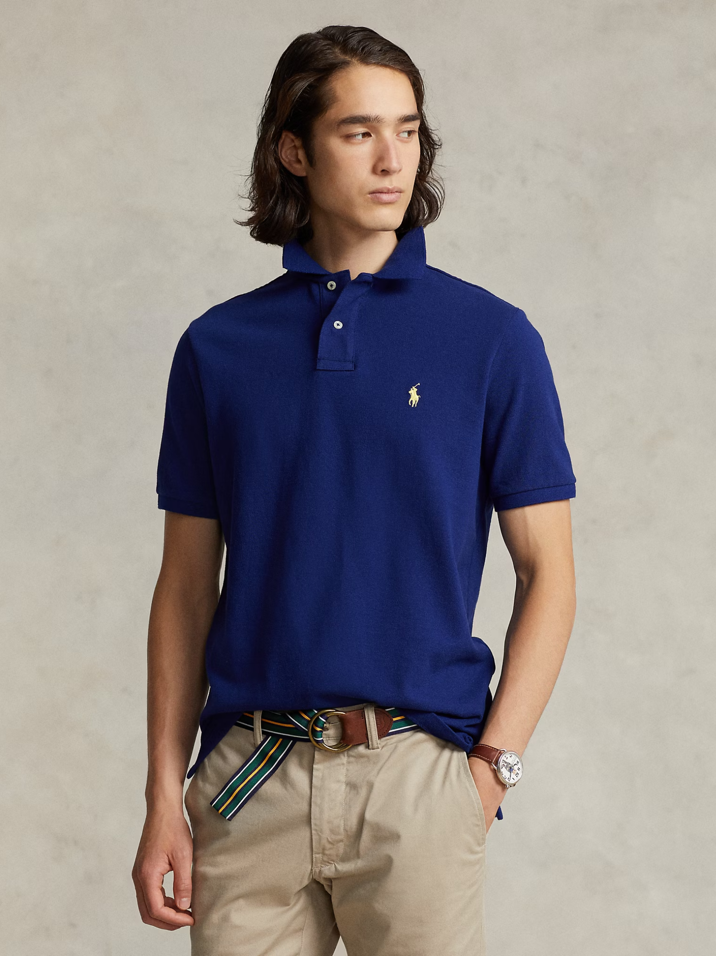 RALPH LAUREN The Iconic Mesh Polo Shirt Autumn Royal/Yellow