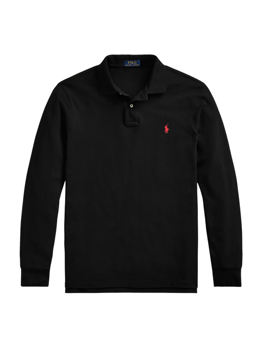 RALPH LAUREN Custom Slim Fit Mesh Polo Shirt Polo Black