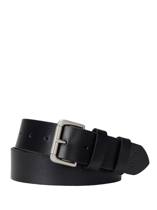 RALPH LAUREN Leather Roller-Buckle Belt Black