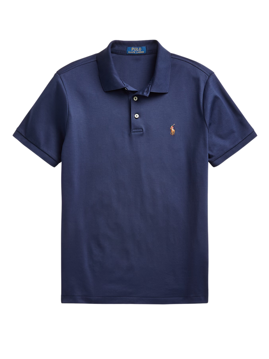 RALPH LAUREN Custom Slim Fit Soft Cotton Polo Shirt Refined Navy