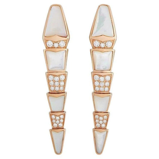 Bvlgari Serpenti MOP Pink Gold Diamond Earrings