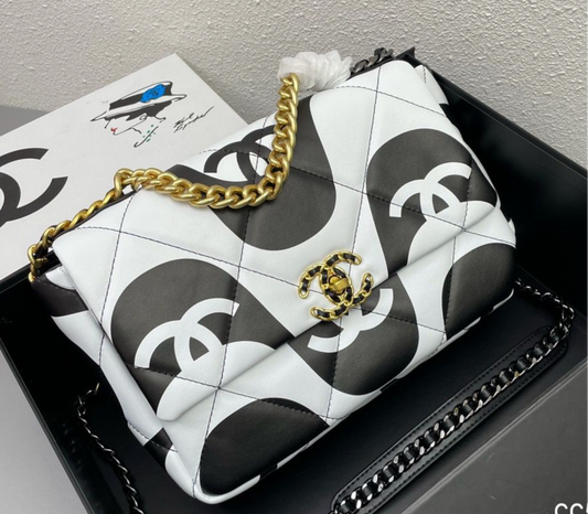 Chanel 19 Flap Bag Medium Black Ecru - Ecru and Black