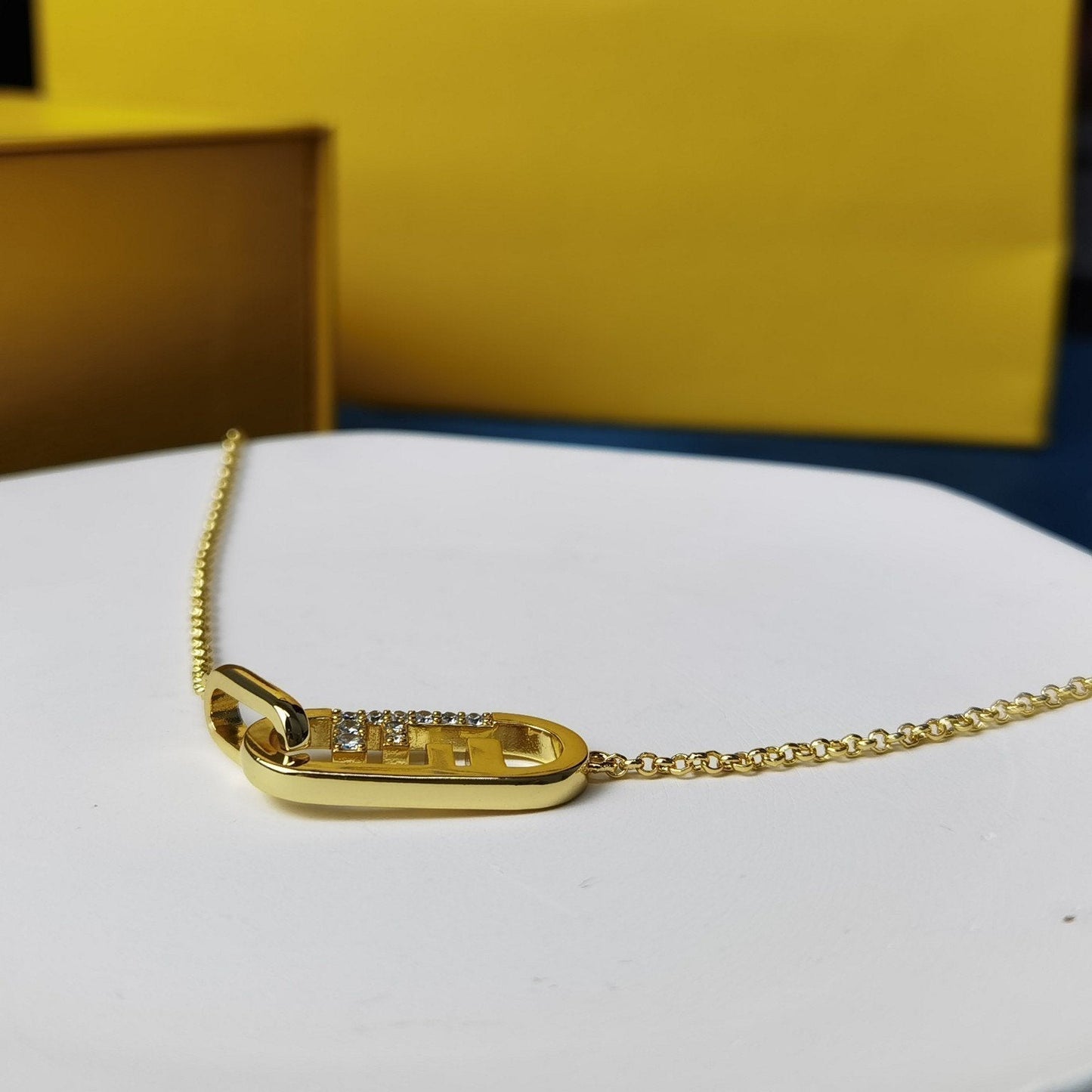 Fendi O'Lock Gold Diamond Necklace