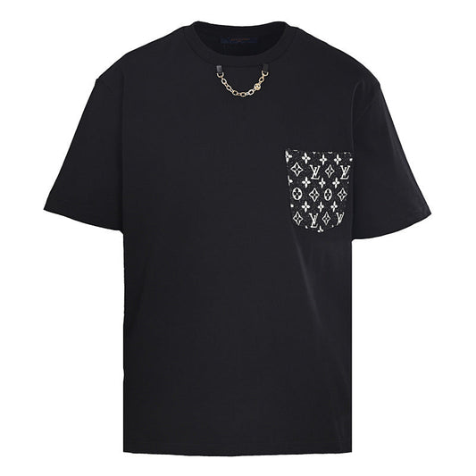 Louis Vuitton Chain-Detail Denim Pocket Short-Sleeve T-Shirt