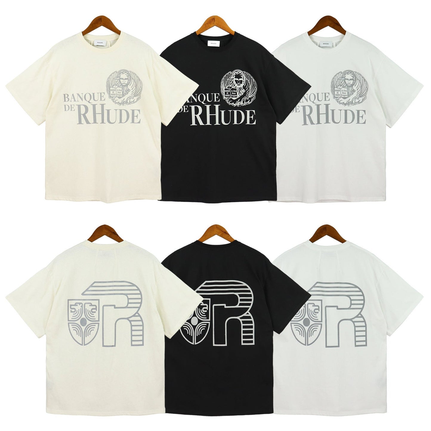 Rhude T-shirt Micro Label Letter Logo Line Pattern Short Sleeve T-shirt Loose