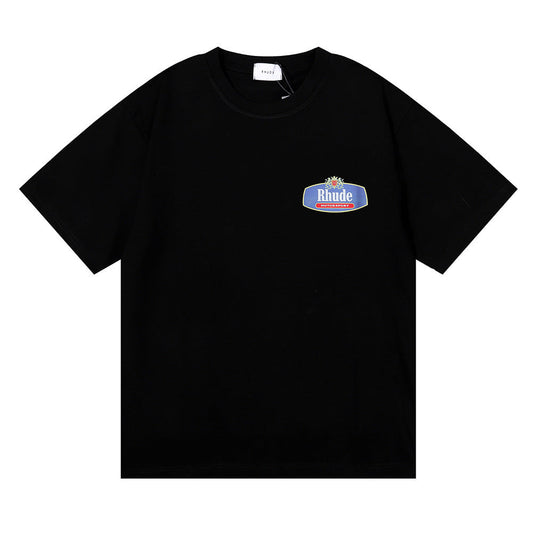 Rhude T-shirt Micro Logo Letter Badge Printed Short Sleeve T-shirt
