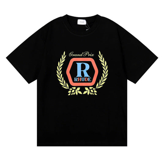 Rhude T-shirt Micro Label Wheat Ear Letter Print Short Sleeve T-shirt